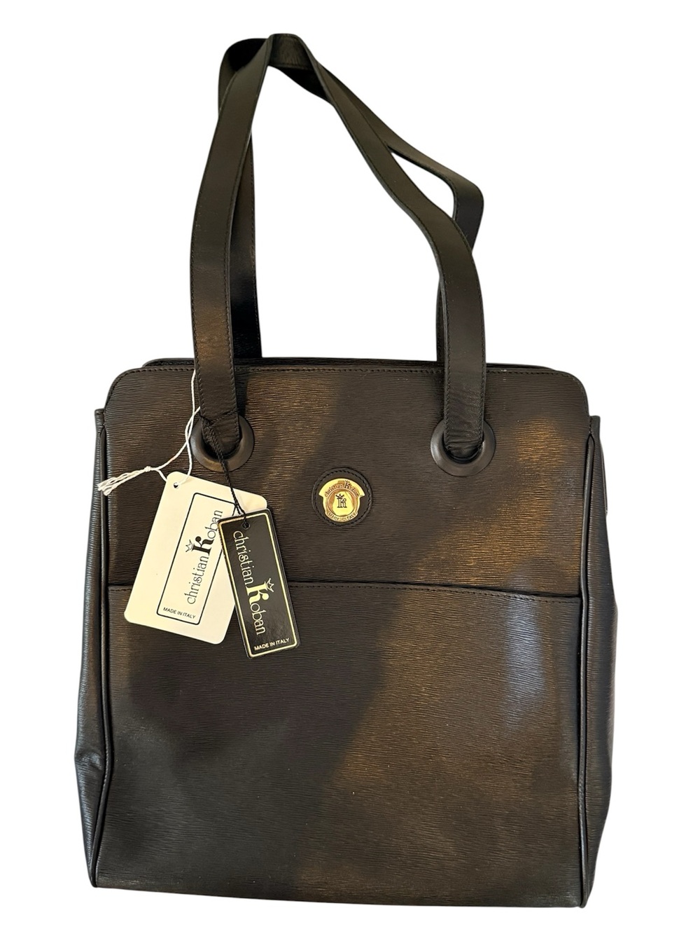 Vintage Christian Koban Black Italian Leather Tote - NWT - Ref 59410/M